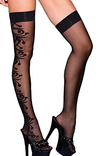 Preisvergleich Produktbild Damen Jacquard Strudel Muster Halten Oben Strümpfe