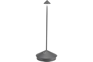 Zafferano, Pina, Lampe de Table Rechargeable et Sans Fil avec Contrôle Tactile, Utilisable également comme Lampe d'Extérieur, Dimmer 2200-3000 K, Hauteur 29 cm, Couleur Gris Foncé
