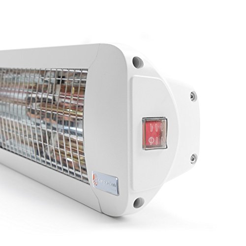 Terrassenheizstrahler 1400 Watt wetterfest mit Kippschalter in verschiedenen Farben, Testsieger – Infrarot Heizstrahler, Terrassenheizer, elektro, energiesparend, spritzwassergeschützt, Heizstrahler Terrasse (Weiß) - 3