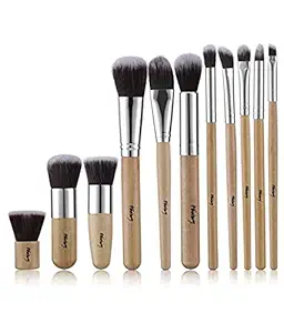 Foolzy 11Pcs Makeup Brush Set Professional Kabuki Foundation Blending Blush Concealer Eye Face Liquid Powder Cream Cosmetics Brushes Kit