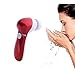 Electric Facial Cleansing Brush Tragbare Gesichtsreinigungsbürste und Massagegerät Wasserdichte Gesichtsbürste mit Bürstenköpfen Zum Entfernen von Mitesser, Peeling und Massieren,Red
