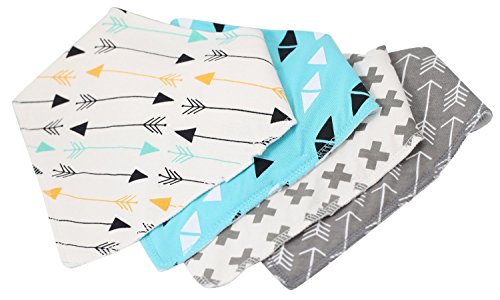 HENGSONG 4er Baby Dreieckstuch Lätzchen Halstuch mit unterschiedlichen Muster Unisex Spucktuch mit Druckknöpfen - 2