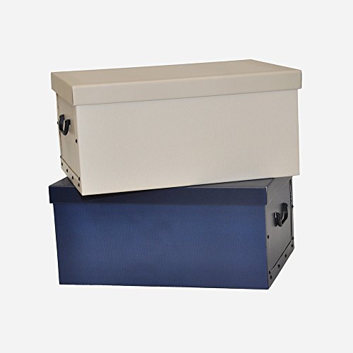4 Stück Deko Karton der Serie „Classic“ in Creme-Weiß und Blau mit feinen Streifen ! XXL Volumen, tolle Optik und super Stabilität! Jede Box mit den Maßen 51 x 37 x 24 cm – Topp für Haushalt, Büro, Wäsche, Geschenkbox, u.v.m. - 8