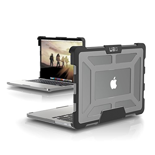 URBAN ARMOR GEAR Schutzhülle für Apple MacBook Pro Retina 13" (Nicht kompatibel mit Version Late 2016) - grau/transparent [Lüftungsschlitzaussparungen | Stoßfest | Anti-Rutsch Füße] - UAG-MBP13-A1502-ASH