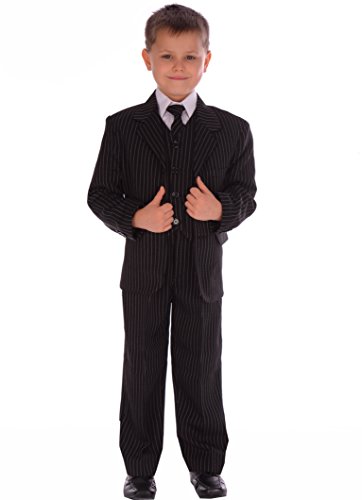 5-Piece Boys Suits Black Pinstripe Suit Wedding Formal Pageboy Usher Age 0-3 month to 14-15 years