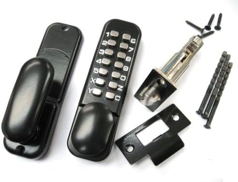 Digital Push Button Door Lock With Holdback - Black