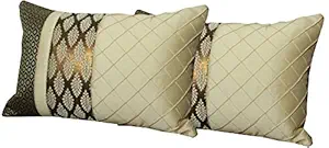 Kuber Industries 2 Piece Silk Pillow Cover with 2 Piece Pillow Set - 12x18, Golden