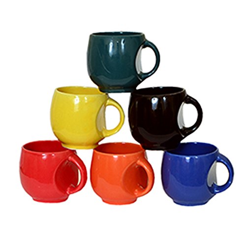 Pari Enterprises kv ucp 6 Pieces Cup Set Marble Finish/Matt Finish of Multi Colour with Great Design Border (6 Cup) (ceramic); 150 ml Cup