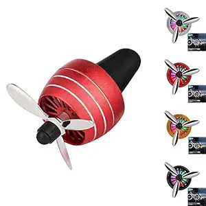 BKN New Alloy LED Light Air Force Car Air Freshener Propeller Perfume Shaped Air Vent Clip Decoration Fan For Vehicle Car Interior AC Vent Accessories - 1pcs, Multicolor