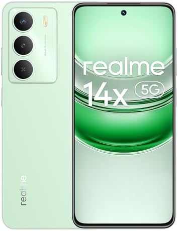 realme 14x 5G Smartphone 6+128GB, MediaTek Dimensity 6300, Fotocamera da 50MP, Display curvo da 120Hz, Batteria massiva da 5000mAh, Cellulari Android 15, Octa-core, Verde (senza adattatore)
