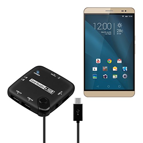 kwmobile 7in1 Micro USB Multi Card Reader OTG Connection für Huawei MediaPad X2 7.0 Adapter USB 2.0 / SD Karte / Micro SD Karte u.v.m. in Schwarz