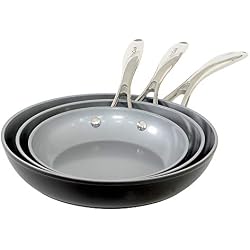 ProCook Professional Ceramic - Set 3 Poêles Induction 20/24/28cm - Revêtement Antiadhésif Céramique & Titane - Poignée INOX Isolante - Série 3 Pièces