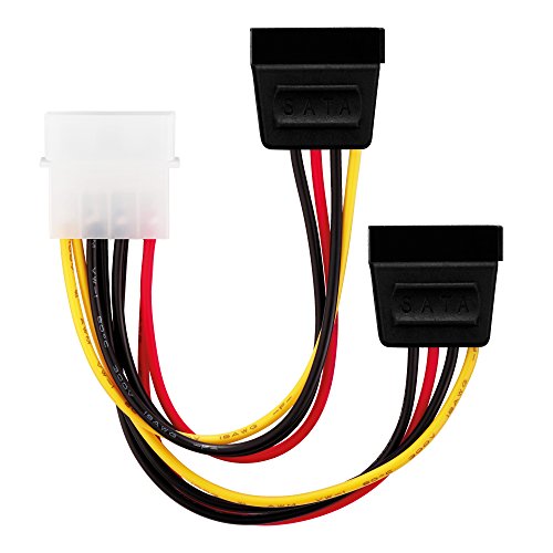 adaptare 34002 15 cm Adapter-Kabel 4-pin Molex auf 2-mal 15-pin SATA-Stecker schwarz - 2
