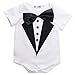 Newborn Baby Boy T-shirt style Bow Tie Bodysuit Romper Jumpsuit Summer Clothes (90( 12-18 months ))