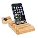 Produktbild Thread_de® Hölzernes Telefon-Ladestand-Bambus-USB-Ladestations-Dock-Nabe mit Kopfhörer-Stand-Telefon-Tablet-Retro- gesunden Materialien (braun)