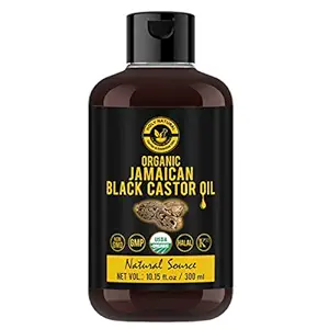 Holy Natural - The Wonder of World Organic Jamaican Black Castor Oil (300ml), Cold Pressed, USDA Certified, Traditional Roasted Castor Beans Smell for Skin and Hair