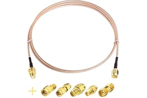 Superbat Cable SMA RG316 15cm Cable SMA Macho a Hembra de Extensión 50ohm Cable de Radio Coaxial con Kit de 5Pieza de Adaptador RF para Radioafición Tarjeta PCI Antena WiFi/GPS/3G 4G LTE etc.