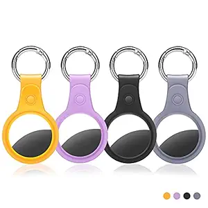 AirTag Case with Keychain, Somishy AirTag Holder for Apple AirTag 4 Pack , Anti-Scratch Protective AirTag Cover with Key Ring Compatible with AirTags 2021