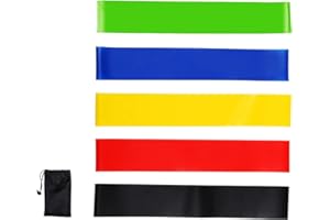 YSTrillion Bandes de Fitness Élastiques,Set de 5 Bande de Résistance Élastique,Bandes Elastiques Pilates,Bande Élastique Fitness,5 Niveaux de Force