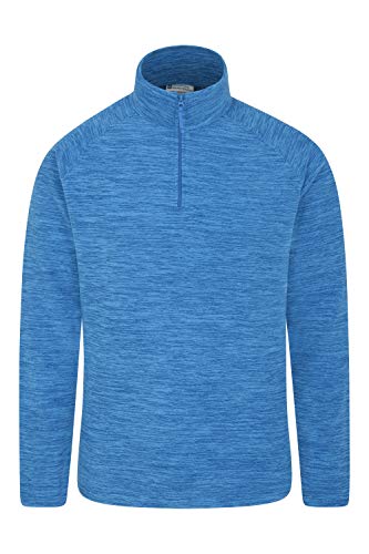 Mountain Warehouse Snowdon Mikrofleece für Herren - Warm, atmungsaktiv, schnelltrocknend, Fleecejacke mit Reißverschluss, weich, glattes Oberteil - Für Reisen & Alltag, Winter Blau Large