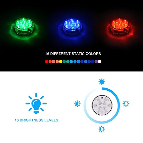 LED Unterwasser Leuchte, 4pcs Multi-Farben Wasserdichte Schwimmlichter Deko Lichter mit Fernbedienung für Hochzeit Schwimmbecken Aquarium Badewanne Pool und Spa - 4