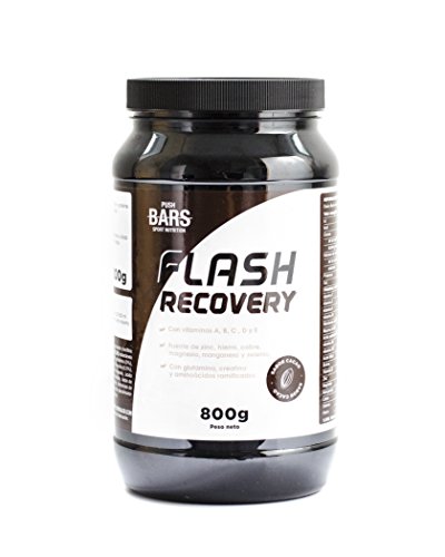 PUSH BARS FLASH RECOVERY Complemento alimenticio en polvo a base de hidratos de carbono y proteína. Con glutamina, creatina, y aminoácidos ramificados. 800gr Sabor CACAO