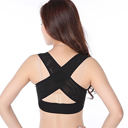 YIOY Corrector Postural para Mujeres X Chaleco de Correa Superior Pecho Sujetador jorobado Alivio jorobado Espalda Superior Fajas de Hombro Cuerpo modelador, Black, S