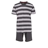 Schnell trocknend Bugatti Herren Zweiteiliger Schlafanzug Kurz, Kurzarm, Baumwolle, Single Jersey, grau Melange 50