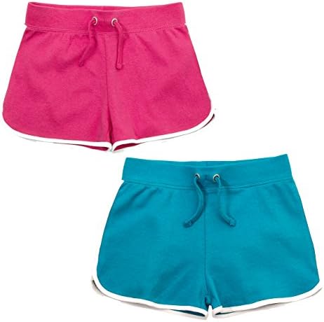 Red MelonGirls 100% Cotton Retro Stripe Shorts Kids 2 Pack Shorts Summer Holiday Bottoms Hot Pants Beach Garden Bundle 2-3 3-4 4-5 5-6 7-8 9-10 11-10 13 Years
