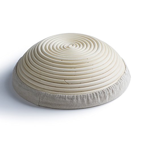 Gärkörbchen rund, ø 25 cm, Höhe 8.5 cm Banneton Proof Korb für Brot und Teig [inkl. Pinsel] Proof Rising Rattan Schale + Gratis Liner + Gratis Brot Gabel - 7