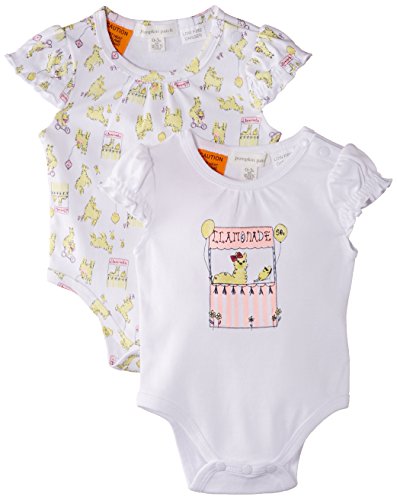 Pumpkin Patch Baby-Girls 2Pk Bodysuits Bodysuit, Bright White, 12-18 Months