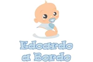 GamesMonkey Adesivo Bimbo Bimba a Bordo - - Nome Personalizzato 12 CM - Maschio - Stickers Auto Esterno Vinile Lucido (Edoardo)