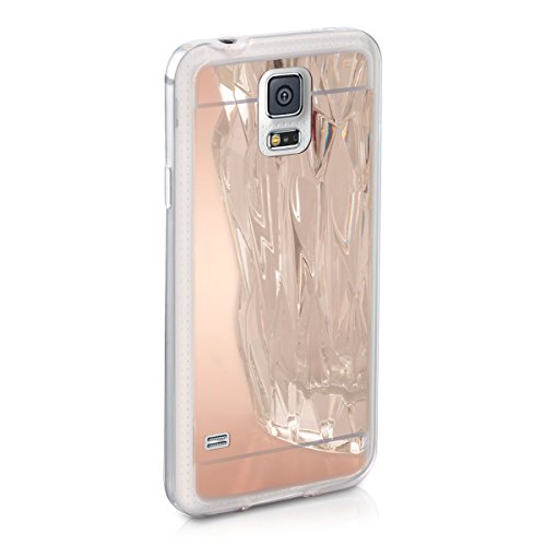 kwmobile Funda para Samsung Galaxy S5   S5 Neo - Carcasa Protectora  Trasera  de  TPU  para m  vil en  Oro Rosa con Efecto Espejo 