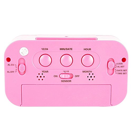 LED Digitaler Wecker VPOWER® Großer Display, Schlummertaste, Datumsanzeige, Temperatur und Sensor Licht Pink - 2
