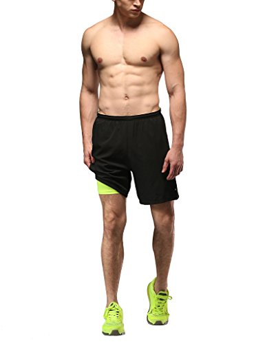 2-FITNESS Herren Laufhose kurz, 7 Zoll 2-in-1 Short, Schwarz, Gr. S bis XL - 4