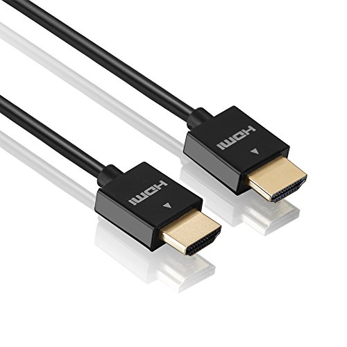 HDGear HDG-HC01-020 - Super Slim High Speed HDMI Kabel mit vergoldeten Steckkontakten, HDMI A Stecker auf HDMI A Stecker (2m) schwarz