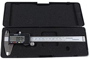 QUALTEX Durable 6" Digital LCD Vernier Caliper Gage Micrometer Stainless Electronic Measurement Tool With Batteries