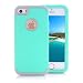 Produktbild Girlyard Tough Armor Hülle für iPhone 5S Hybrid 3 in 1 Vorne und Hinten Bumper Schutz, Weich Silikon mit Hart PC Full Cover High Impact Defender Anti-Kratzer Stoßfest für iPhone 5 5S SE - Grün + Grau
