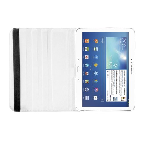 3in1 Set: kwmobile Hülle für Samsung Galaxy Tab 3 10.1 P5200 / P5210 / P5220 – 360° Standfunktion Case Tablet Schutzhülle Kunstleder – Smart Cover Tabletcase Weiß + Folie, kristallklar + Stylus, weiß - 3