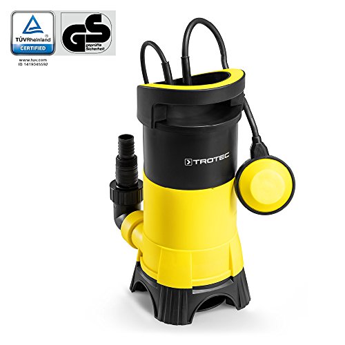 TROTEC TWP 7025 E Schmutzwasser Klarwasser Tauchpumpe, 750 Watt Leistung, bis zu 13.000 Liter Wasser (max. 9 m Tiefe) , Fremdkörper bis 25 mm, Automatisches Ein- und Ausschalten dank des stufenlos einstellbaren Schwimmschalters