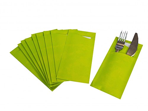 10 Serviettentaschen Maigrün Tischdeko Kommunion Konfirmation Bestecktasche Deko - 2