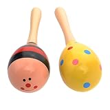 Tinksky Kinder Holz Maracas Rassel Shaker musikalische pädagogisches Spielzeug, 2pcs(Random Color) - 4
