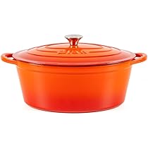 Cocotte Ghisa Cocotte In Ghisa Smaltata Lätt Home - Pentola Olandese Arancione 4,8L Per Forno E Induzione Pentole Ghisa Smaltata