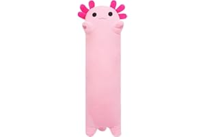 SNOWOLF Wypełniona poduszka Axolotl długa poduszka, pluszowa zabawka, miękka zabawka Kawaii, przytulanka, urocza poduszka do przytulania dla dzieci (90 cm, różowa)