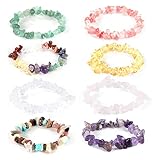 Yafe Chakra Bracelets For Women, 8pcs Natural Colorful Crystal Bracelets For 7 Chakra Lrregular Gemstone Bracelets Crystal Chip Bracelet For Women Men, 6.3-7.5 Inches