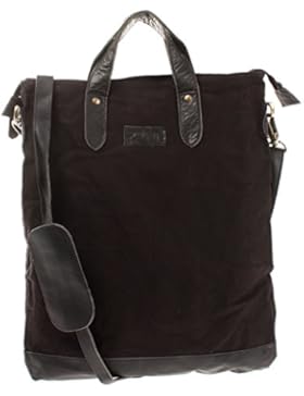 LECONI Shopper Leder + Canvas Vintage-Look Umhängetasche für Damen Henkeltasche große Beuteltasche DIN A4 Damentasche...