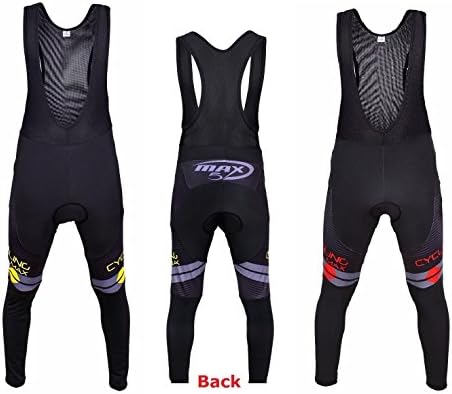 Mens Cycling Bib Tights MAXFIVE Thermal Long Leggings Winter Bike Trouser Thermal Cold Wear Windstopper Cycling Tights (Red, X-Large)