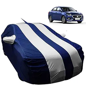 Allextreme D7005 Car Body Cover Compatible with Maruti Suzuki Dzire Custom Fit Dustproof UV Heat Resistant Indoor Outdoor Body Protection (Blue-Silver with Mirror)