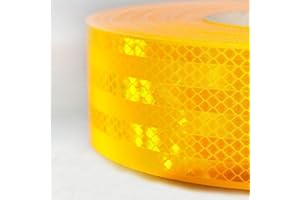 STICKERSLAB GHIRARDI StickersLAb - Pellicola adesiva omologata retroriflettente 3M Diamond Grade 983 per la bordatura dei veicoli Rosso Bianco o Giallo al metro (1 Metro, Giallo)