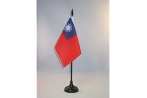AZ FLAG Taiwan Table Flag 4'' x 6'' - Taiwanese Desk Flag 15 x 10 cm - Black plastic stick and base